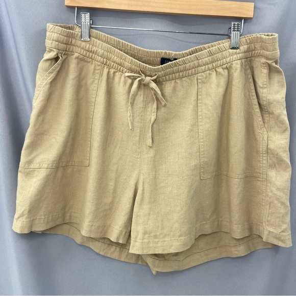 J. Crew Factory Pants - J.Crew Women’s 2023 Linen Blend Drawstring Shorts in Natural / Tan Size XL